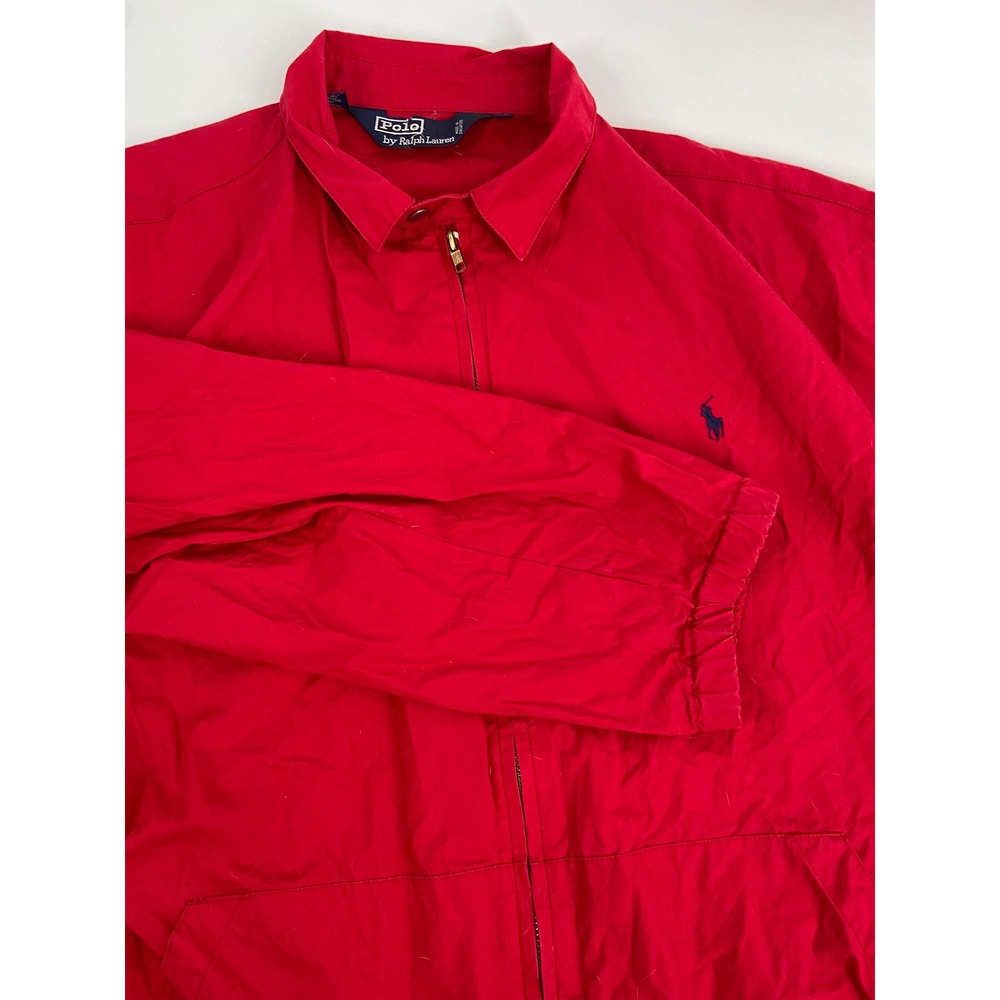 Polo Ralph Lauren Red Zip Up Jacket Navy Pony Logo Men's Size XL-Some Wear
